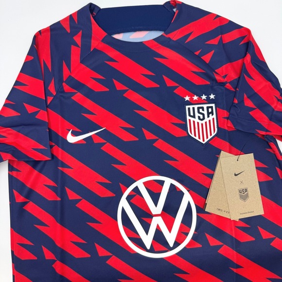 Nike Other - Nike Kids Large USA Soccer USWNT Pre-Match Jersey Navy Red DV1898-689 NEW